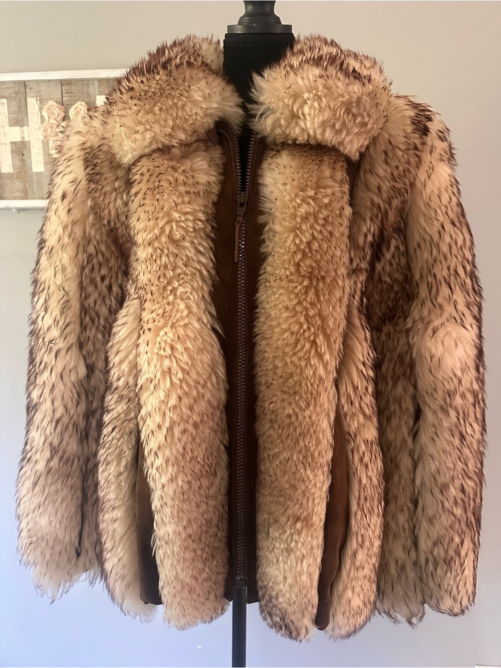 Plush Tan Lamb Fur Shearling Jacket for Women
